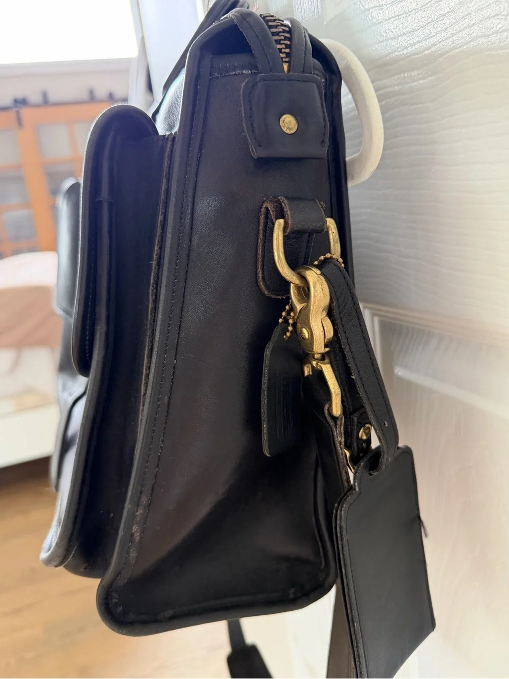 Vintage Coach Harrison Black Leather Briefcase with Top Handle